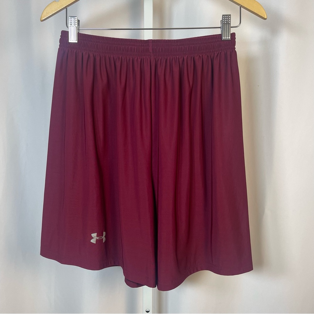 Under Armour Med Burgundy Silky Satin Athletic Shorts Breathable Lightweight